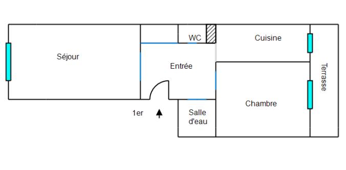 Appartement - 54 m² - 2 pièces