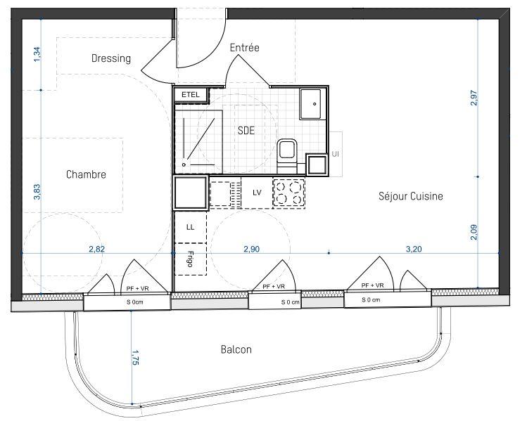 Appartement - 45 m² - 2 pièces
