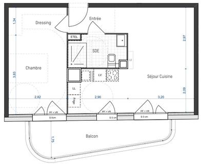 Appartement - 45 m² - 2 pièces