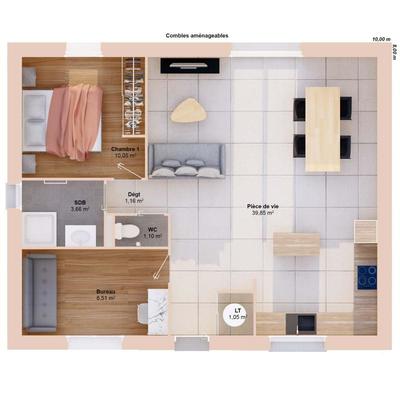 Maison - 65 m² - 4 pièces