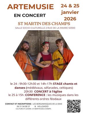 Stage de chants et danses, concert, conférence de musiques médiévales