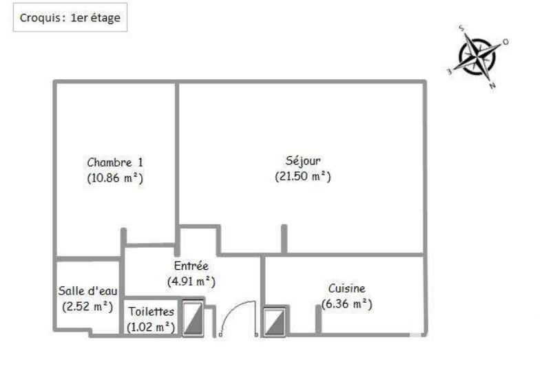 Appartement - 47 m² - 2 pièces