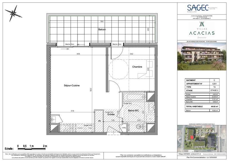 Appartement - 45 m² - 2 pièces