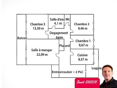 Appartement - 90 m² - 4 pièces