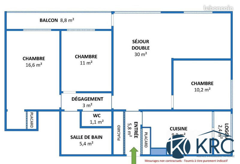 Appartement - 92 m² - 5 pièces