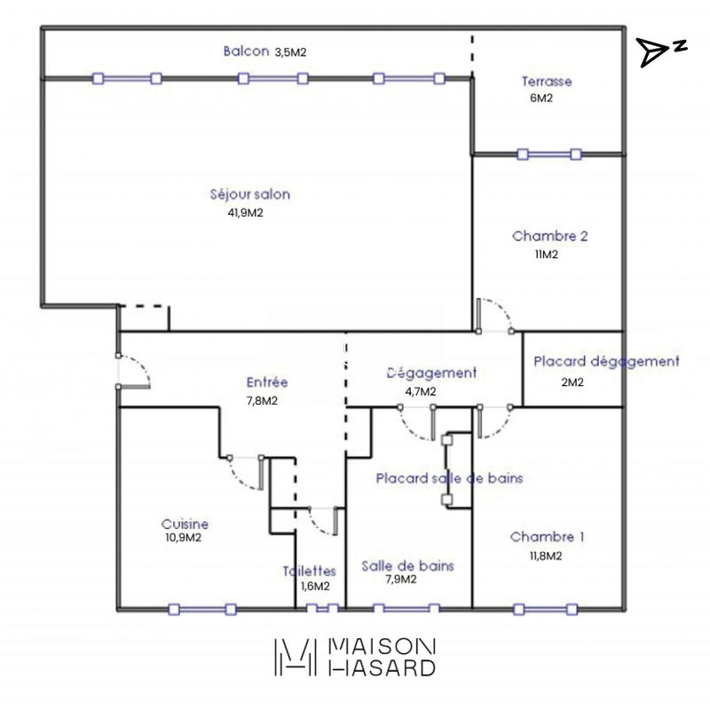 Appartement - 100 m² - 3 pièces