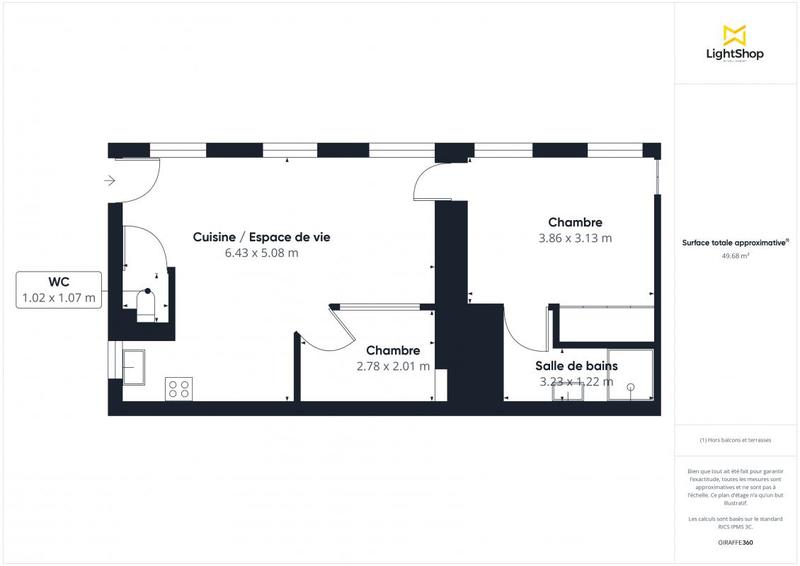 Appartement - 51 m² - 3 pièces