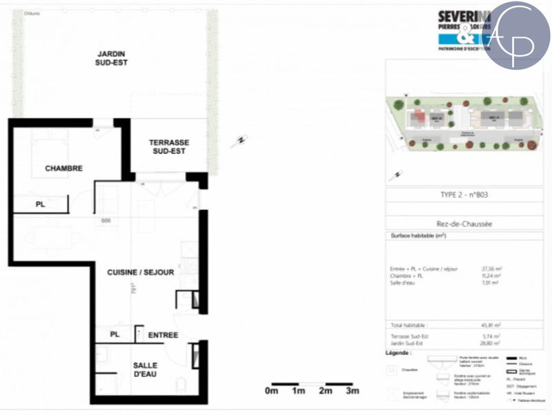 Appartement - 46 m² - 2 pièces