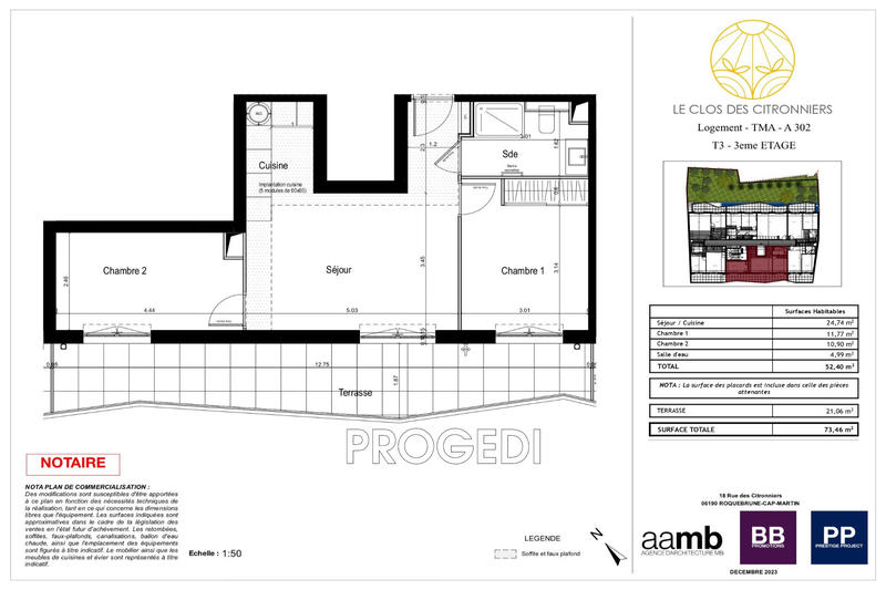 Appartement - 52 m² - 3 pièces