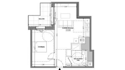 Appartement - 45 m² - 2 pièces