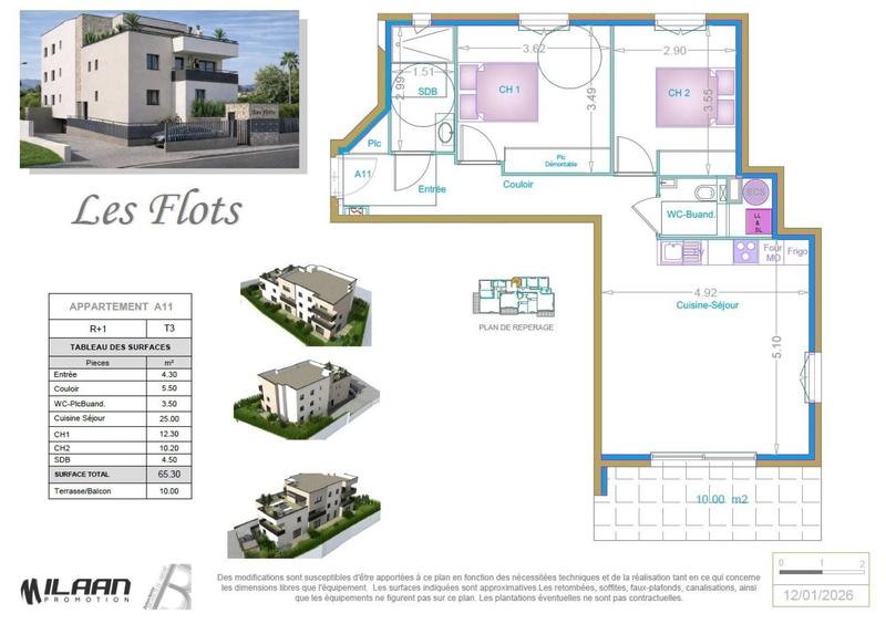 Appartement - 65 m² - 3 pièces