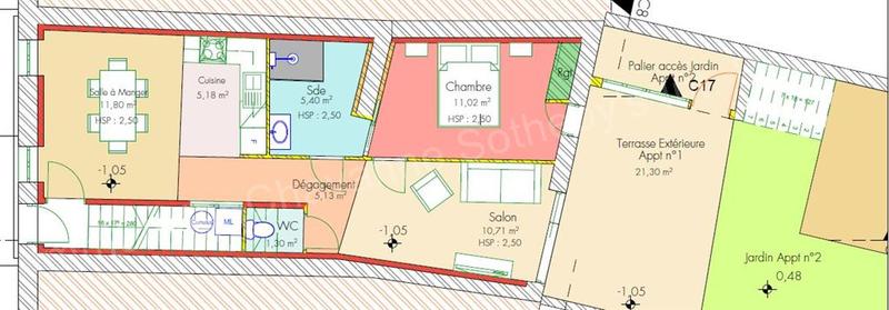 Appartement - 50 m² - 2 pièces