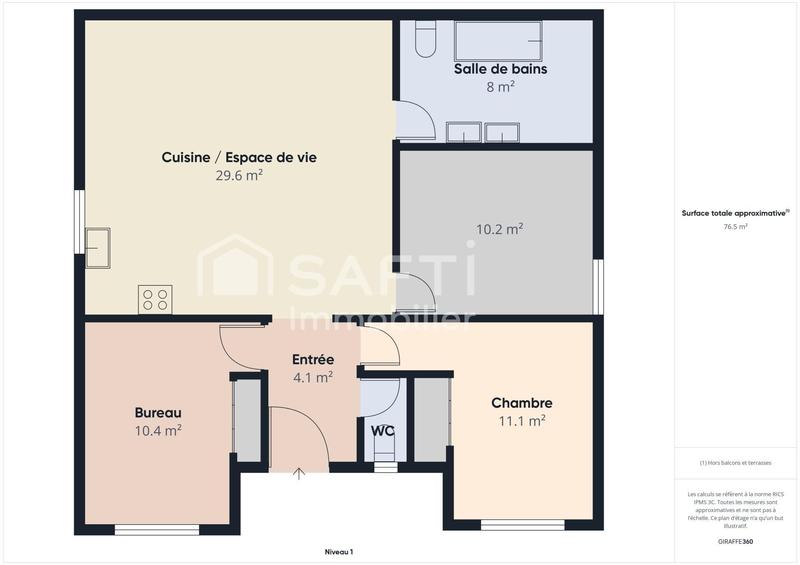 Appartement - 76 m² - 4 pièces