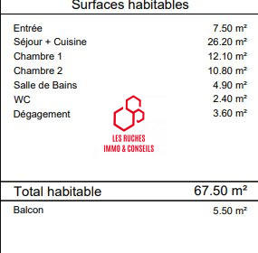 Appartement - 68 m² - 3 pièces