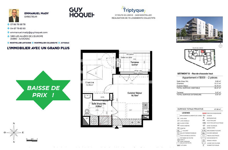 Appartement - 36 m² - 1 pièce