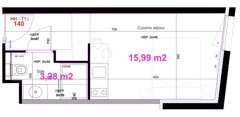 Appartement - 20 m² - 1 pièce