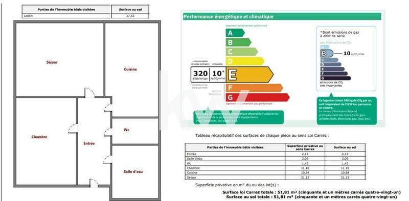 Appartement - 52 m² - 2 pièces
