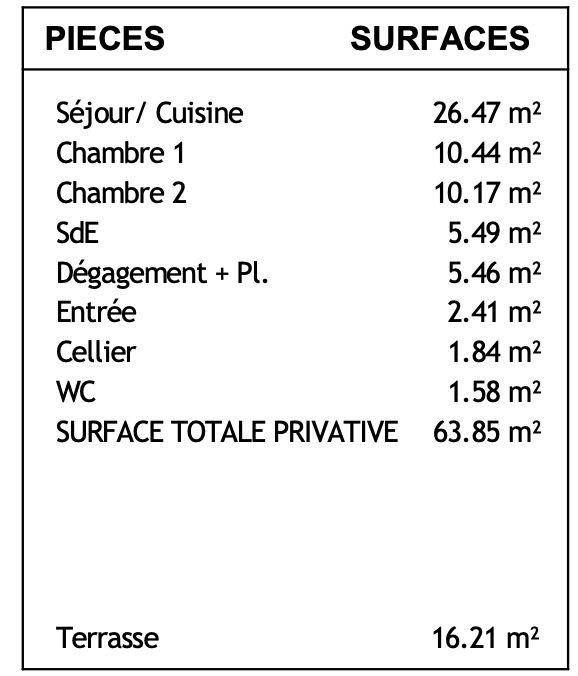 Appartement - 64 m² - 3 pièces