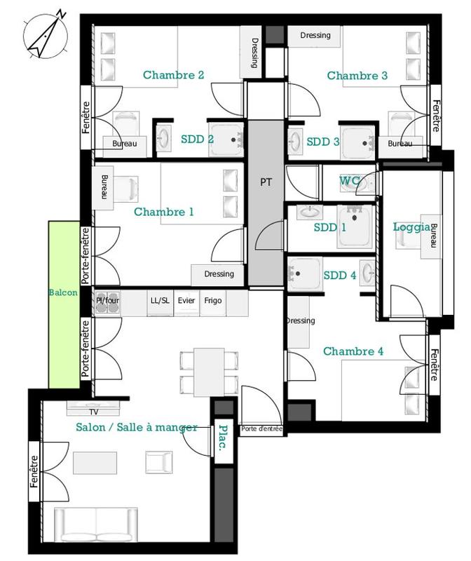 Appartement - 74 m² - 5 pièces