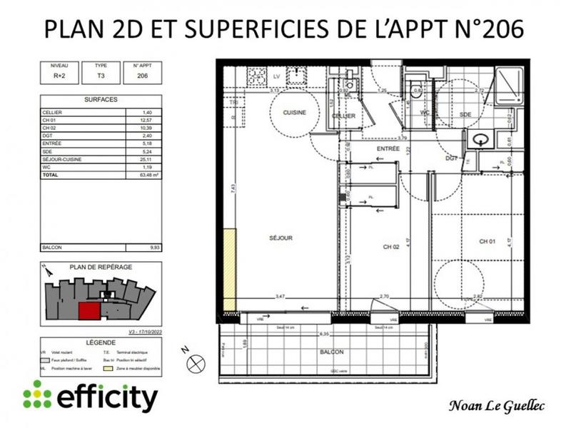 Appartement - 63 m² - 3 pièces