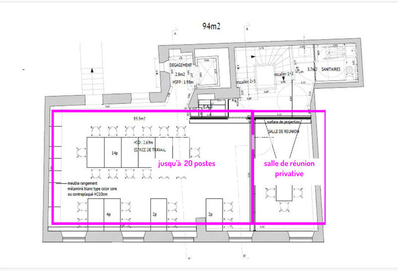 Bureau - 94 m²