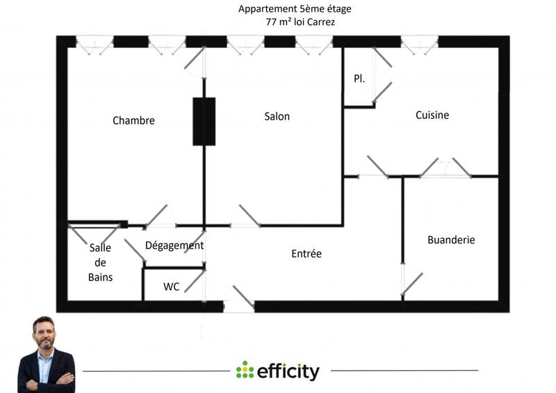 Appartement bourgeois - 77 m² - 3 pièces