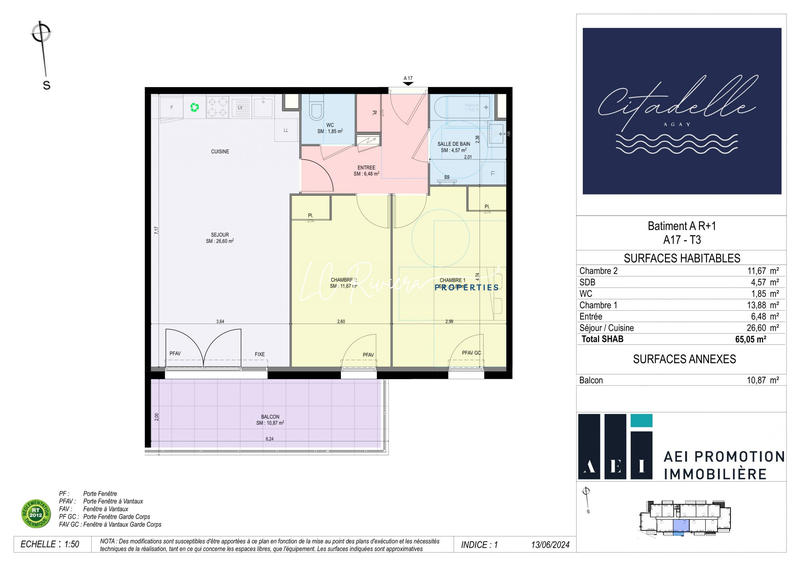Appartement - 65 m² - 3 pièces