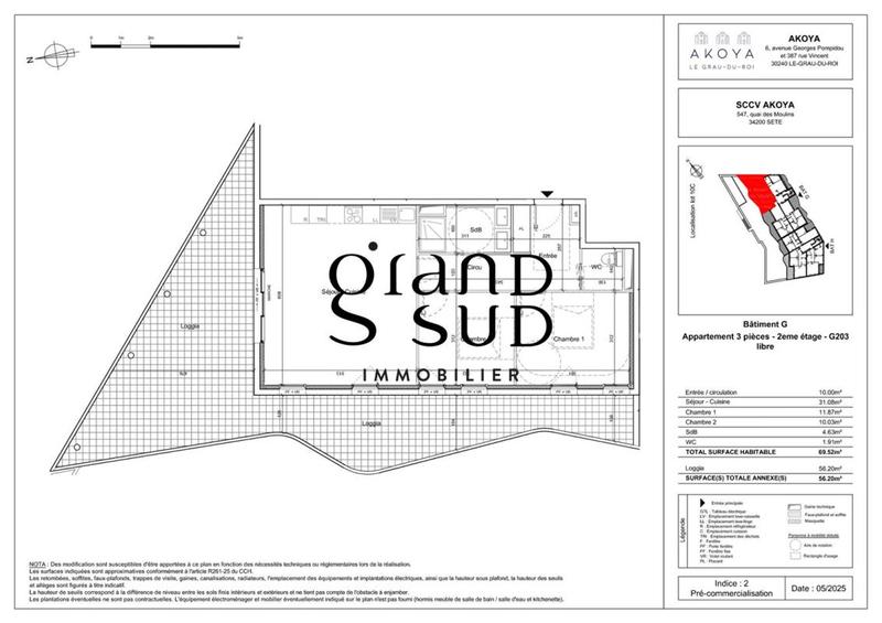 Appartement - 69 m² - 3 pièces