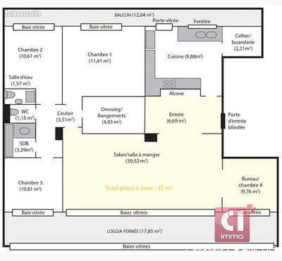 Appartement - 105 m² - 5 pièces