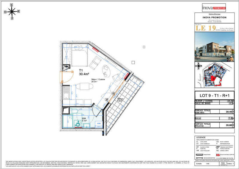 Studio - 30 m² - 1 pièce