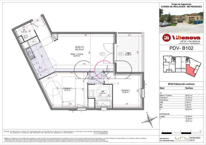 Appartement - 69 m² - 3 pièces