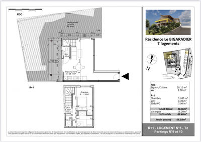 Appartement - 49 m² - 2 pièces