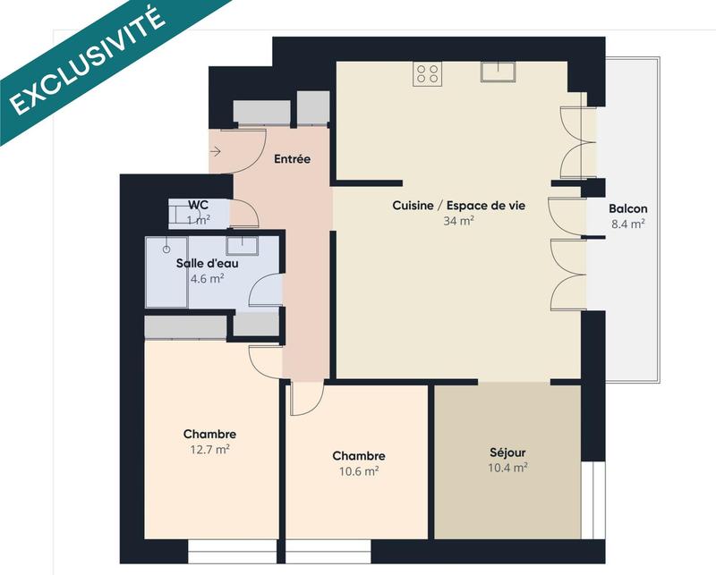 Appartement - 81 m² - 4 pièces