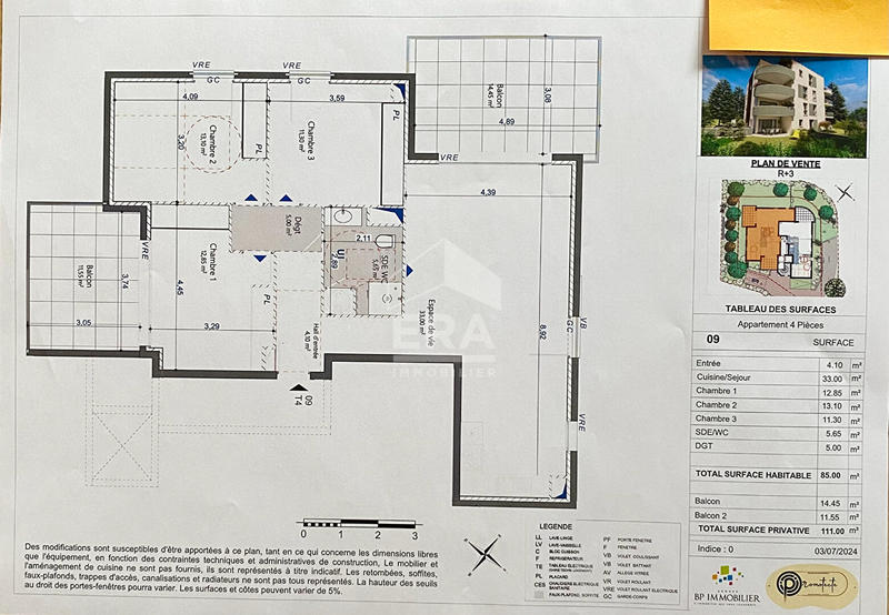 Appartement - 85 m² - 4 pièces