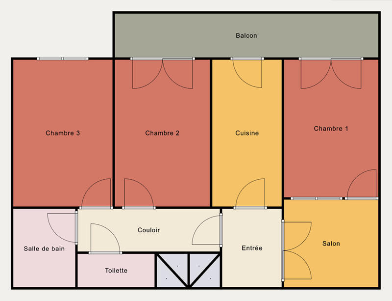 Chambre - 21 m² - 3 pièces
