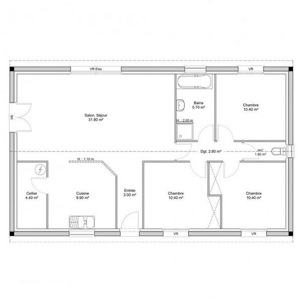 Maison - 90 m² - 4 pièces