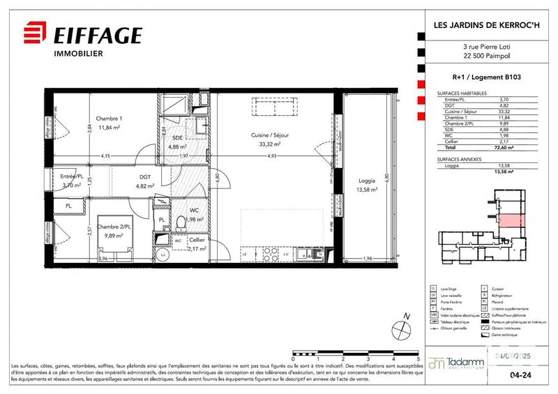 Appartement - 72 m² - 3 pièces