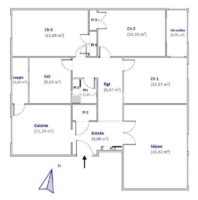 Appartement - 80 m² - 4 pièces