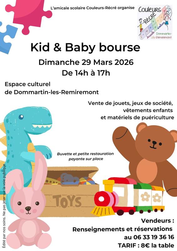 Bourse aux jeux et jouets, vêtements et puériculture