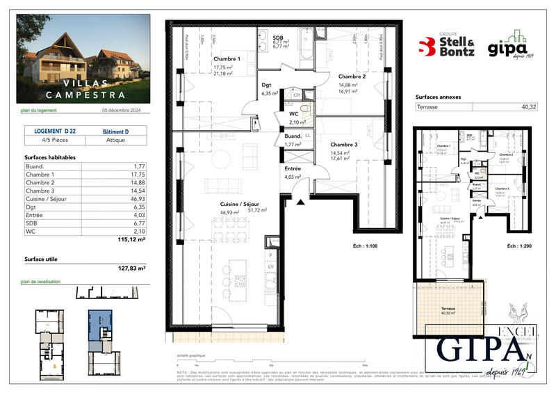 Appartement - 115 m² - 4 pièces