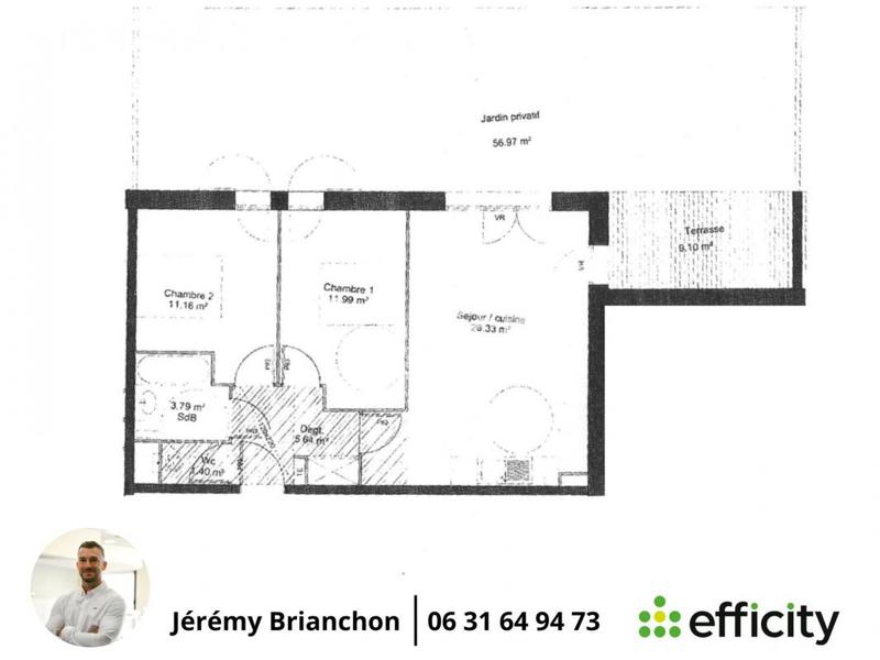 Appartement - 65 m² - 3 pièces