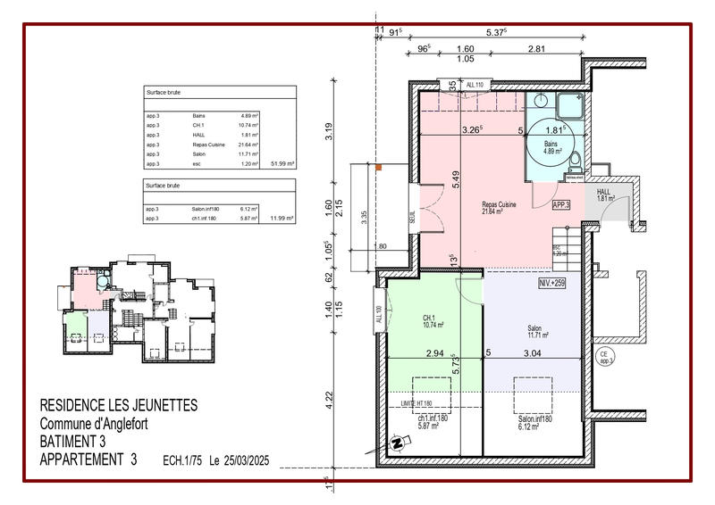 Appartement - 52 m² - 3 pièces