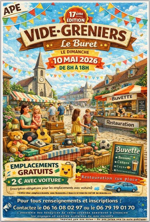 Vide grenier 10 mai 2026 le buret