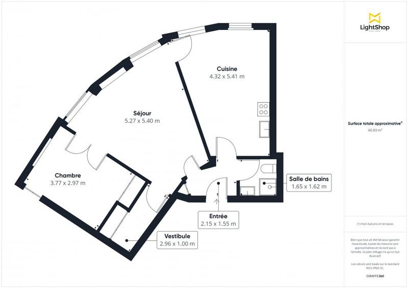 Appartement - 61 m² - 3 pièces