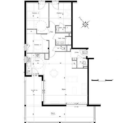 Appartement - 98 m² - 4 pièces