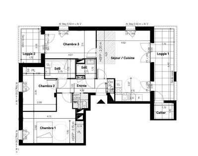Appartement - 82 m² - 4 pièces