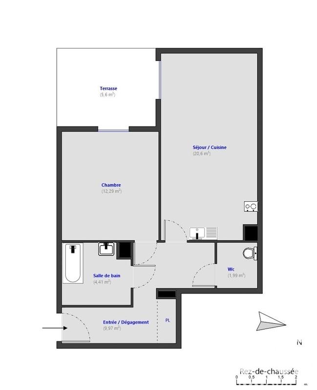 Appartement - 49 m² - 2 pièces