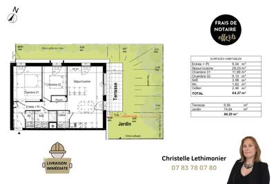 Appartement - 64 m² - 3 pièces