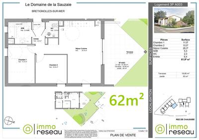 Appartement - 62 m² - 3 pièces