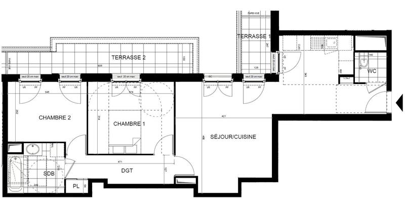 Appartement - 66 m² - 3 pièces